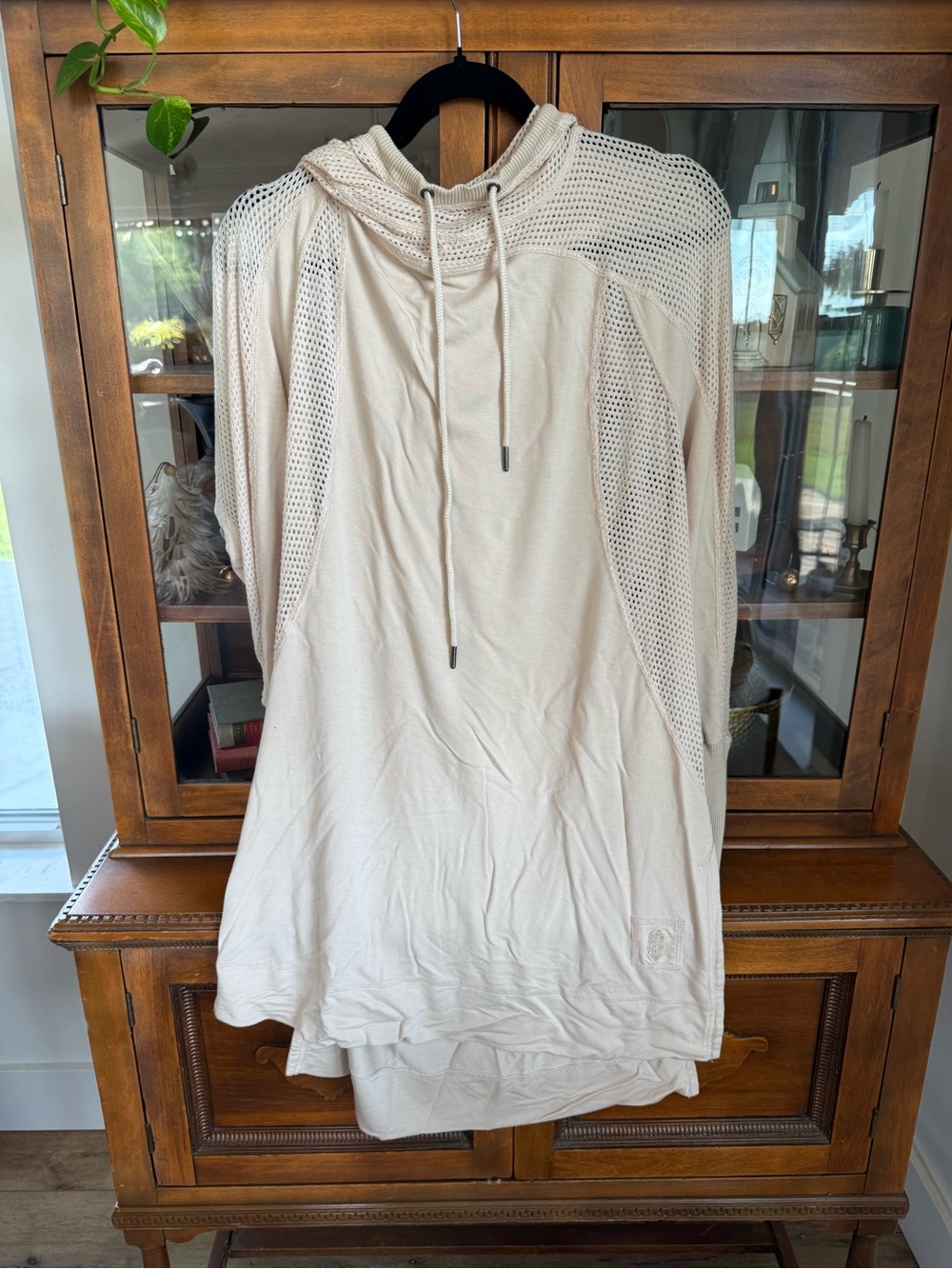 FP Movement by Free People Cream Mesh-Sleeve Hoodie